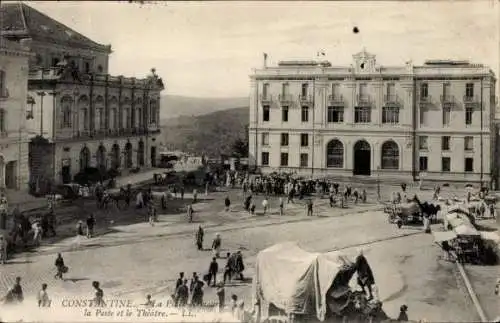 Ak Constantine, Algerien, Ort und Postamt und Theater