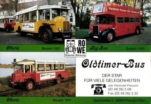 Ak Werbung, Oldtimer-Bus, Cherie, Big Ben, Rollende Werbung