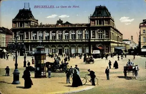 Ak Brüssel, La Gare du Nord, Nordbahnhof, Kutschen