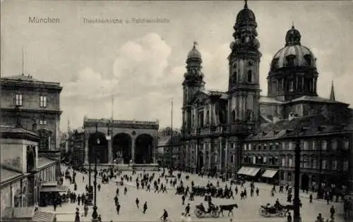 Ak München, Theatinerkirche, Feldherrnhalle