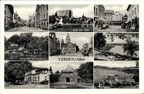 Ak Verden an der Aller, Große Straße, Herrlichkeit, Bella Vista, Sachsenhain, Turnierplatz, Bahnhof