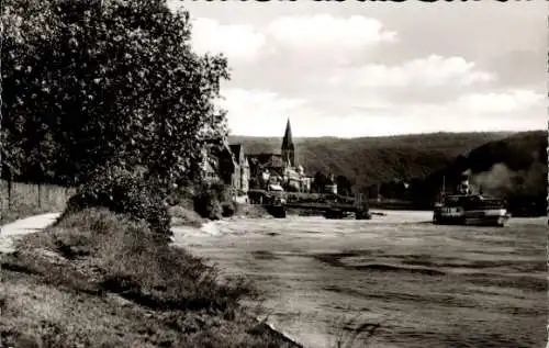 Ak Unkel am Rhein, Teilansicht, Dampfschiff