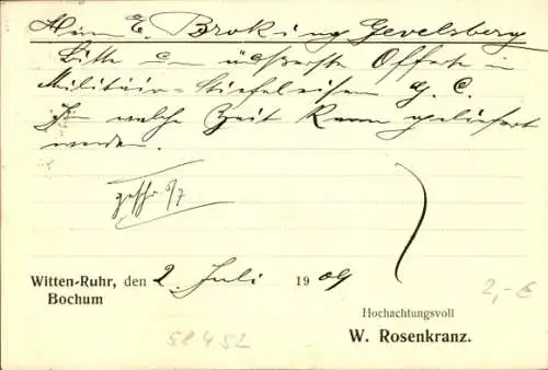 Ak Witten an der Ruhr, Lederhandlung Schäftestepperei, W. Rosenkranz