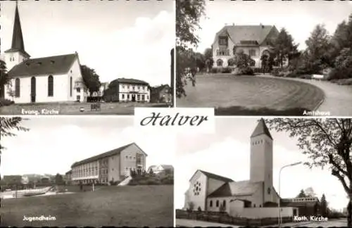 Ak Halver in Westfalen, evangelische Kirche, Amtshaus, Jugendheim, katholische Kirche