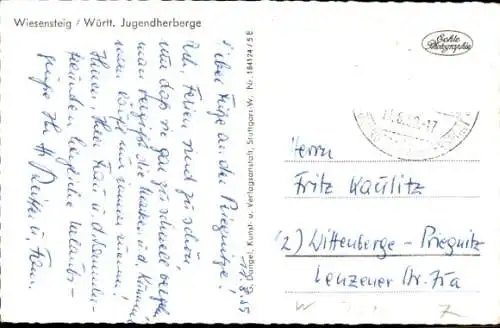 Ak Wiesensteig in Württemberg, Jugendherberge, Fachwerkhaus