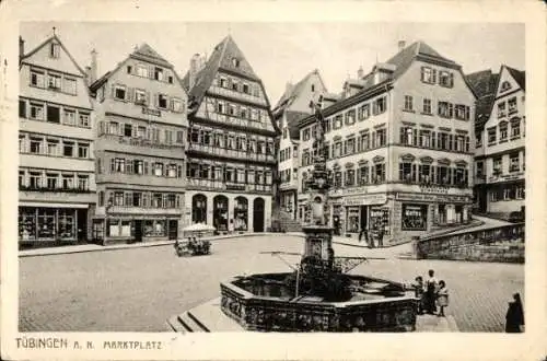 Ak Tübingen am Neckar, Marktplatz, Brunnen