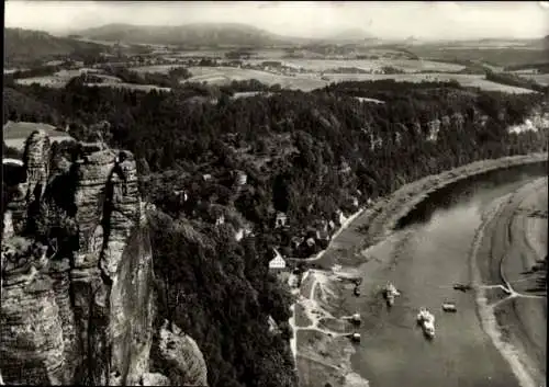 Ak Rathen an der Elbe Sächsische Schweiz, Blick vom Basteifelsen, Panorama
