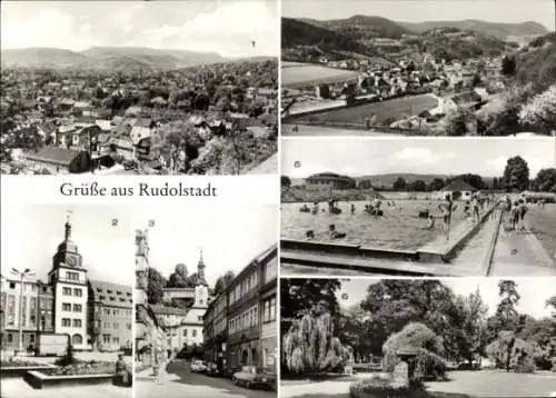 Ak Rudolstadt in Thüringen, Rathaus am Markt, Ratsgasse, Platz der Opfer des Faschismus, Schaale