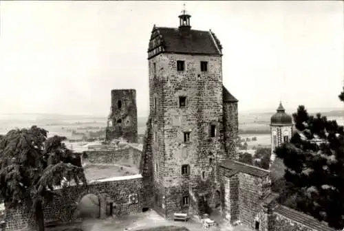 Ak Stolpen in Sachsen, Burg, Blick vom Johannisturm, Siebenspitzen, Steiger- und Kirchturm