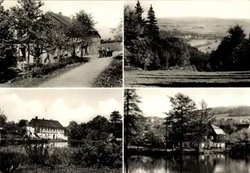 Ak Sora Wilthen in der Oberlausitz, Berggaststätte Schöne Aussicht, Fachwerkhaus, Panorama