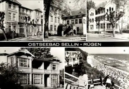 Ak Ostseebad Sellin auf Rügen, Ferienglück, Seitengebäude, Arkora, Iduna, Strand