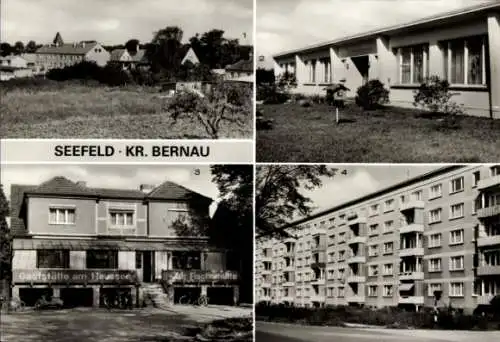 Ak Seefeld Werneuchen, Teilansicht, Kindergarten, Gaststätte am Haussee zur Fischerhütte