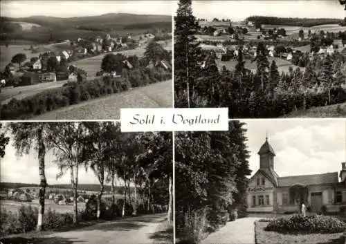 Ak Sohl Bad Elster im Vogtland, Blick auf den Ort, Sachsen Quelle, Springbrunnen