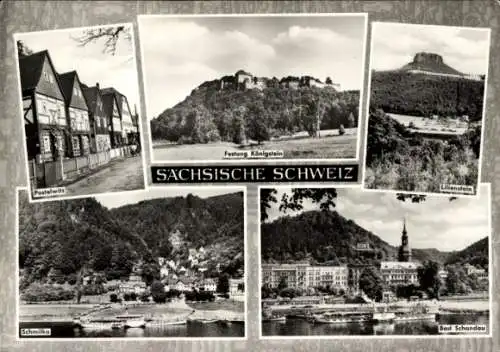 Ak Königstein an der Elbe Sächsische Schweiz, Festung Königstein, Bad Schandau, Schmilkau