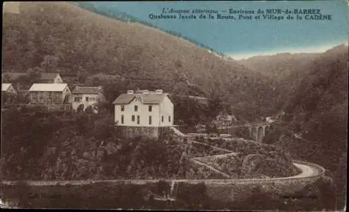 Ak Mur de Barrez Aveyron, Quelques lacete de la Route, Pont, Village de la Cadene