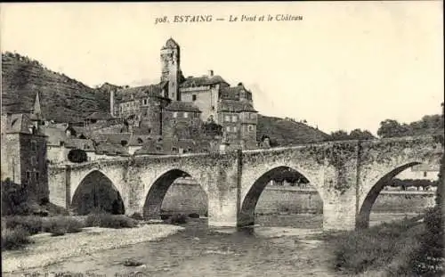 Ak Estaing Aveyron, Pont, Chateau