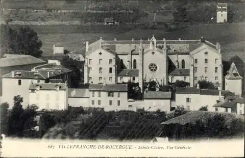 Ak Villefranche de Rouergue Aveyron, Sainte-Claire, Vue generale