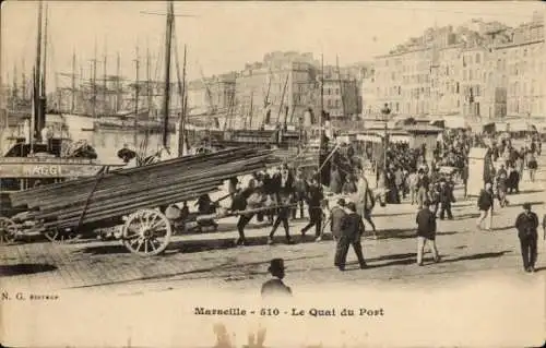 Ak Marseille Bouches du Rhône, Quai du Port