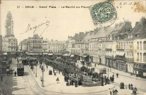 Ak Douai Nord, Grand Place, Blumenmarkt