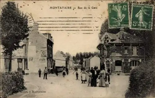 Ak Montataire Oise, Rue de la Gare