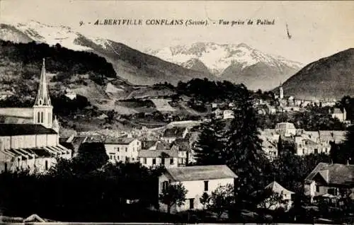 Ak Albertville Conflans Savoie, Blick von Pallud, Kirche