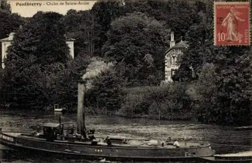 Ak Ponthierry Seine et Marne, Chalet de Sainte-Assise, Dampfer