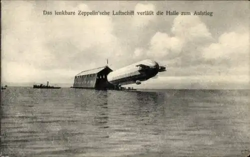 Ak Lenkbares Zeppelinsches Luftschiff verlässt die Halle zum Aufstieg