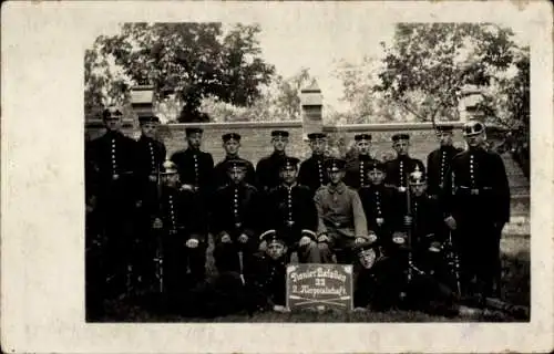 Foto Ak Riesa an der Elbe Sachsen, Deutsche Soldaten in Uniformen, Pionier-Bataillon 22, 1916