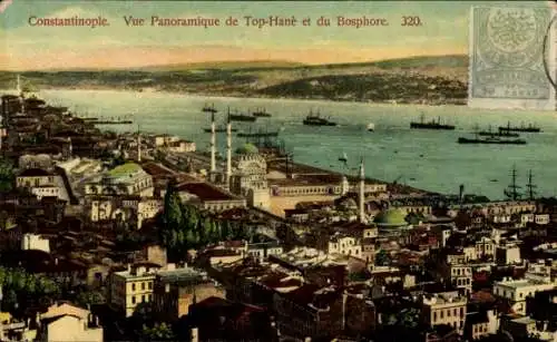 Ak Konstantinopel Istanbul Türkei, Panoramablick auf Top-Hane und den Bosporus