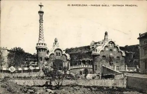 Ak Barcelona Katalonien Spanien, Park Güell, Haupteingang