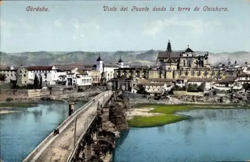 Ak Cordoba Andalusien, Blick auf die Brücke, Torre Calahora