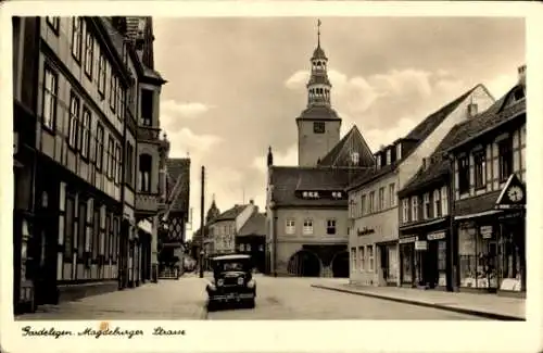 Ak Gardelegen in der Altmark, Magdeburger Straße, Kirche, Geschäfte