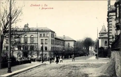 Ak Limbach in Sachsen, I. Bürgerschule, Kinder