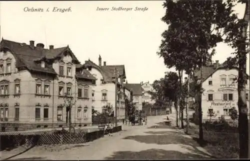 Ak Oelsnitz im Erzgebirge, Innere Stollberger Straße, Restaurant