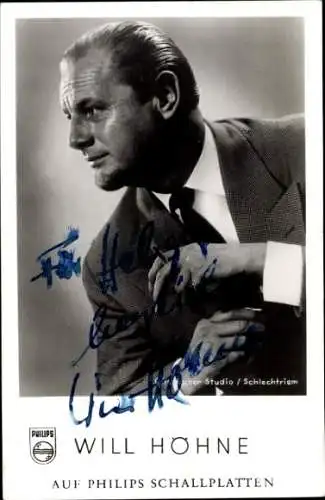 Ak Sänger Will Höhne, Portrait, Autogramm