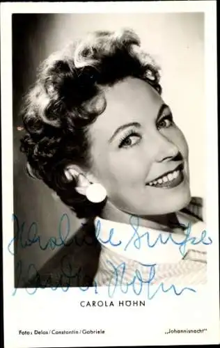 Ak Schauspielerin Carola Höhn, Portrait, Autogramm
