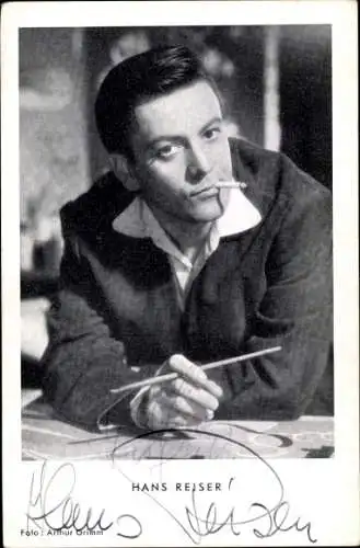 Ak Schauspieler Hans Reiser, Portrait, Autogramm, Zigarette