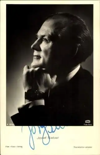 Ak Schauspieler Josef Sieber, Portrait im Profil, Autogramm