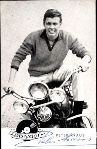 Ak SängerPeter Kraus, Portrait, Polydor, Motorrad, Autogramm