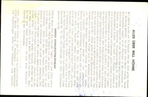 Ak Sänger Will Höhne, Portrait, Autogramm