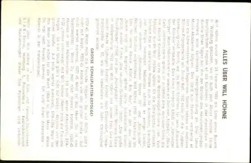 Ak Sänger Will Höhne, Portrait, Autogramm