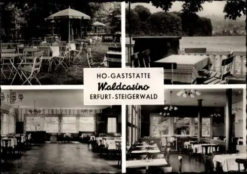 Ak Steigerwald Erfurt in Thüringen, HO Gaststätte Waldcasino, Innenansichten, Terrasse