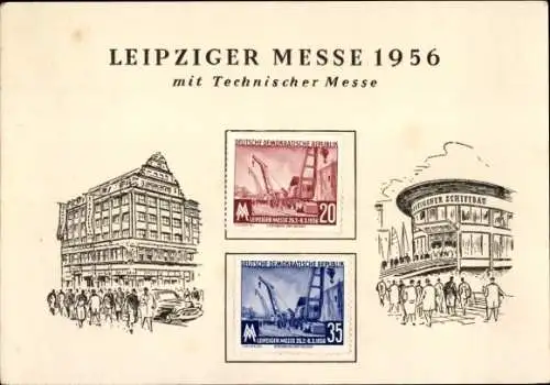 Ak Leipzig in Sachsen, Leipziger Messe 1956 mit Technischer Messe, Briefmarken