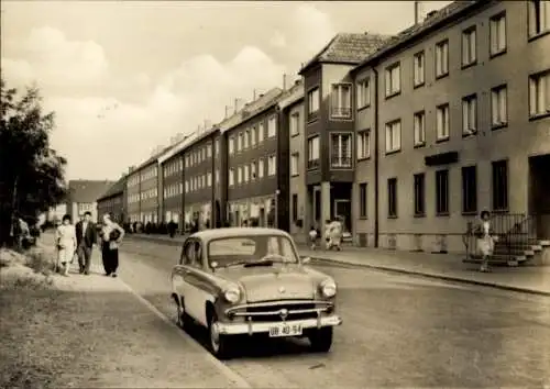 Ak Kitzscher Sachsen, Ladenstraße, Straßenpartie, Auto