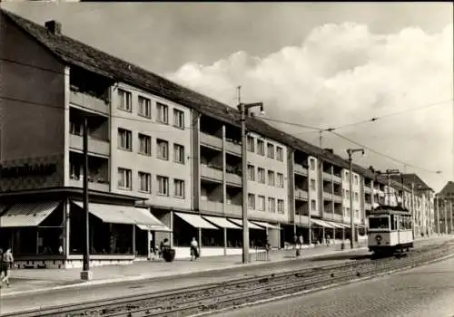 Ak Nordhausen am Harz, Rautenstraße, Straßenbahn in Fahrt