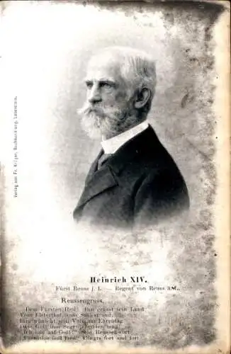 Ak Fürst Heinrich XIV., Reuß jüngere Linie, Portrait