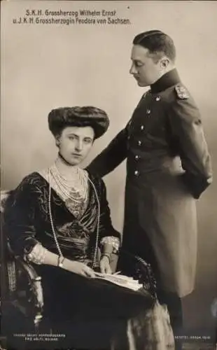 Ak Großherzog Wilhelm Ernst von Sachsen Weimar Eisenach, Großherzogin Feodora von Sachsen