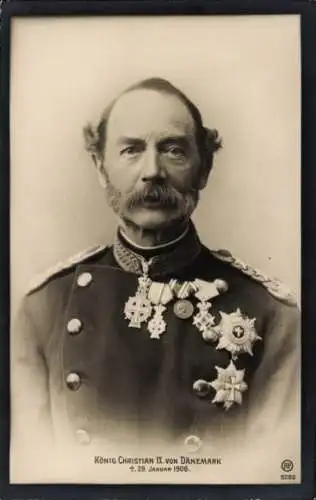 Ak König Christian IX. von Dänemark, Portrait, Orden