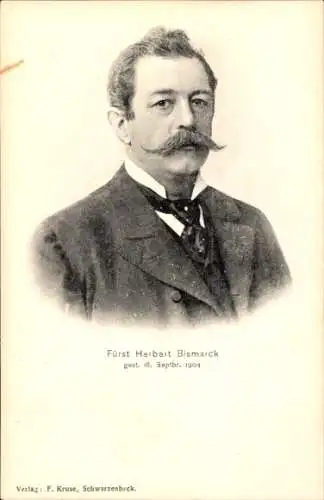 Ak Fürst Herbert von Bismarck, Sohn Otto von Bismarcks, gestorben 1904