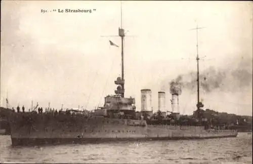 Ak Französisches Kriegsschiff Le Strasbourg